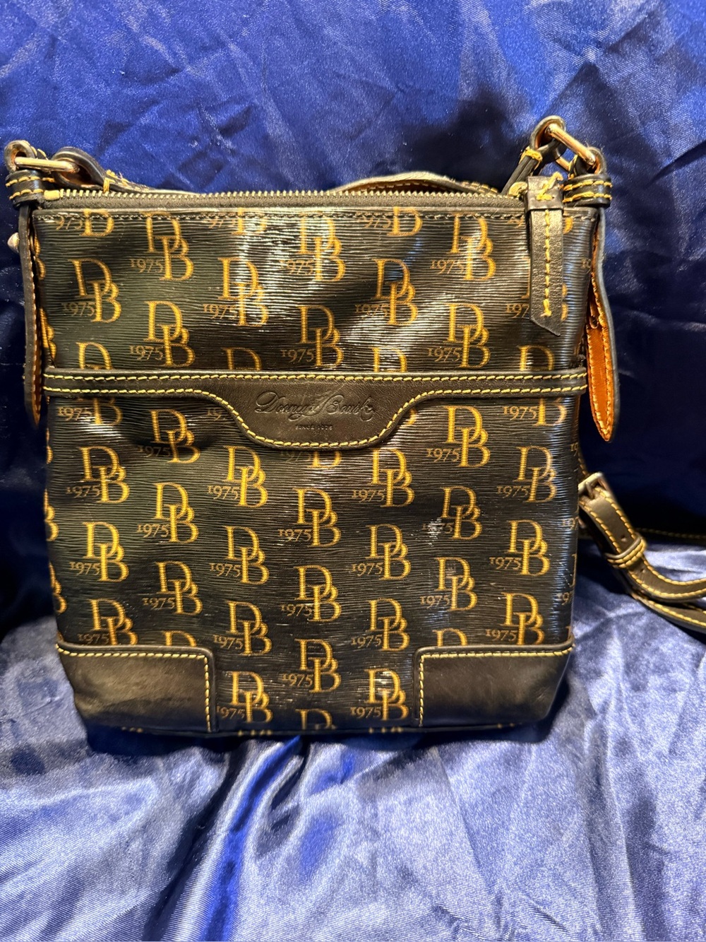 Dooney & Bourke Black and Brown DB Logo Crossbody Messenger